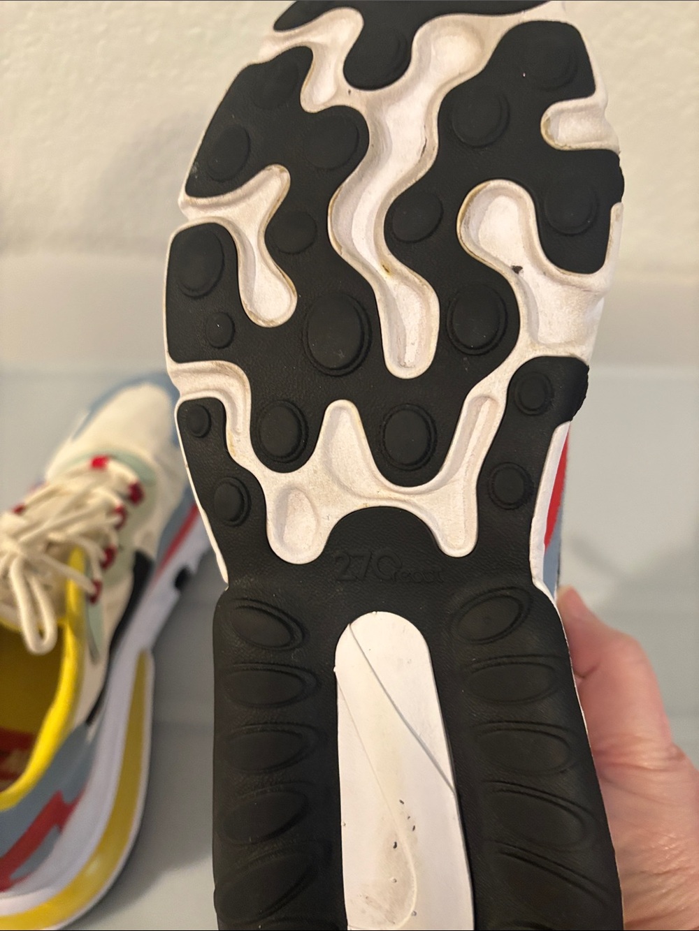 Nike Air Max 270 React Bauhaus Sneakers SZ 9.4 White Multicolor Athletic active - Picture 9 of 15